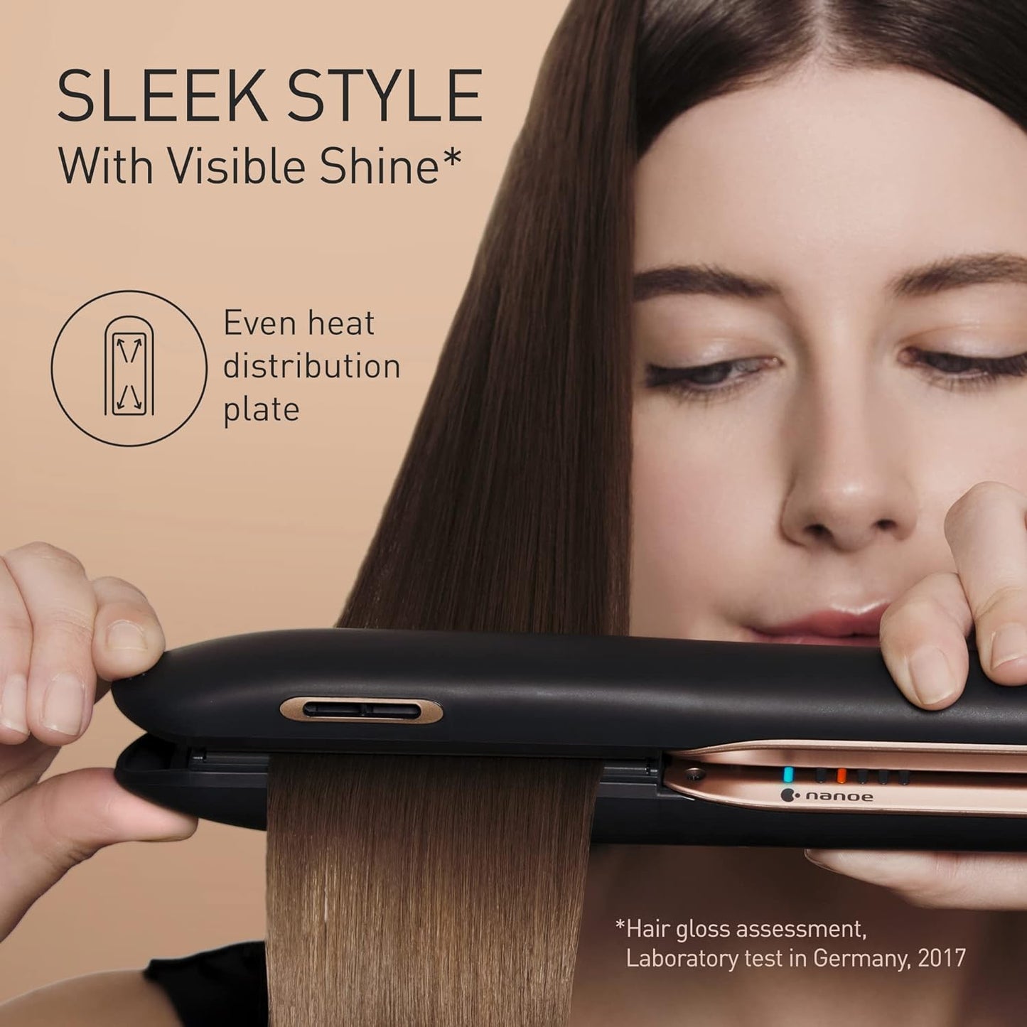 Panasonic EH-HS99 Nanoe Ceramic Hair Straightener for Improved Shine with Temperature Control (Black/Rose Gold)
