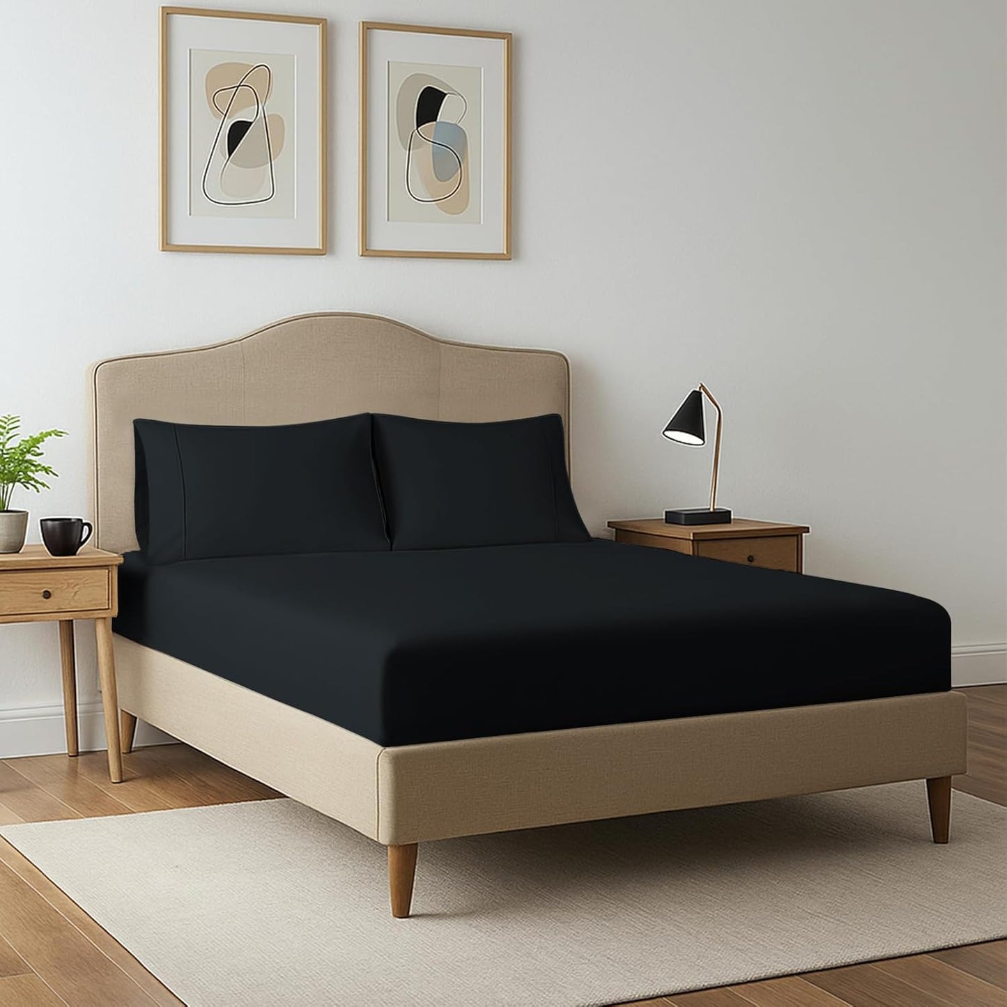 Pizuna Pure 100% Cotton California King Fitted Sheet Only, Luxurious 400 Thread Count Long Staple Cotton Sateen Weave 15" Deep Pocket Fitted Sheet (Combed Ivory California King Fitted Sheet Cotton)