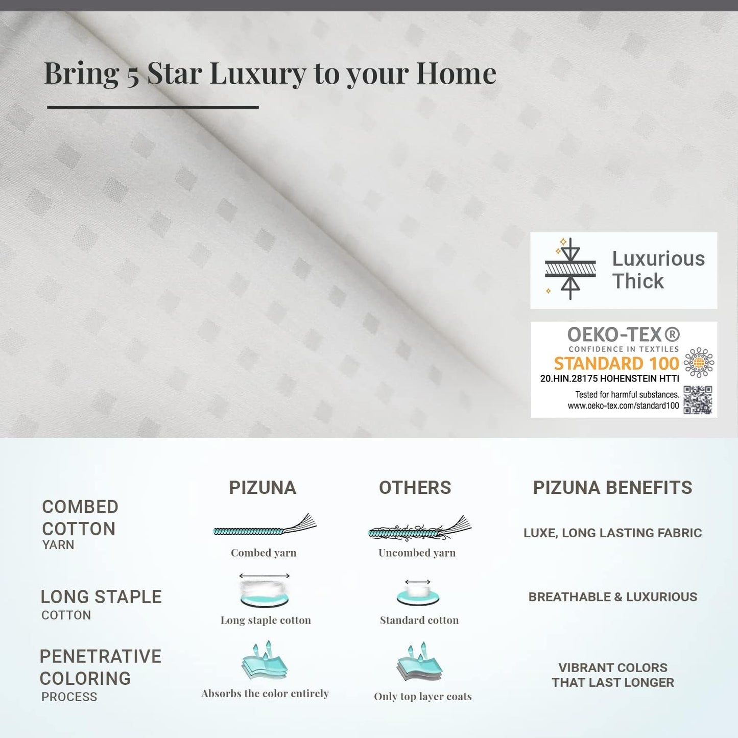 Pizuna 600 Thread Count Dobby-Dots-Design Full Size Sheet-Set White, 100% Long Staple Cotton Smooth Breathable Luxurious Bedding Set (100% Cotton Bed Sheets Full Size Set)