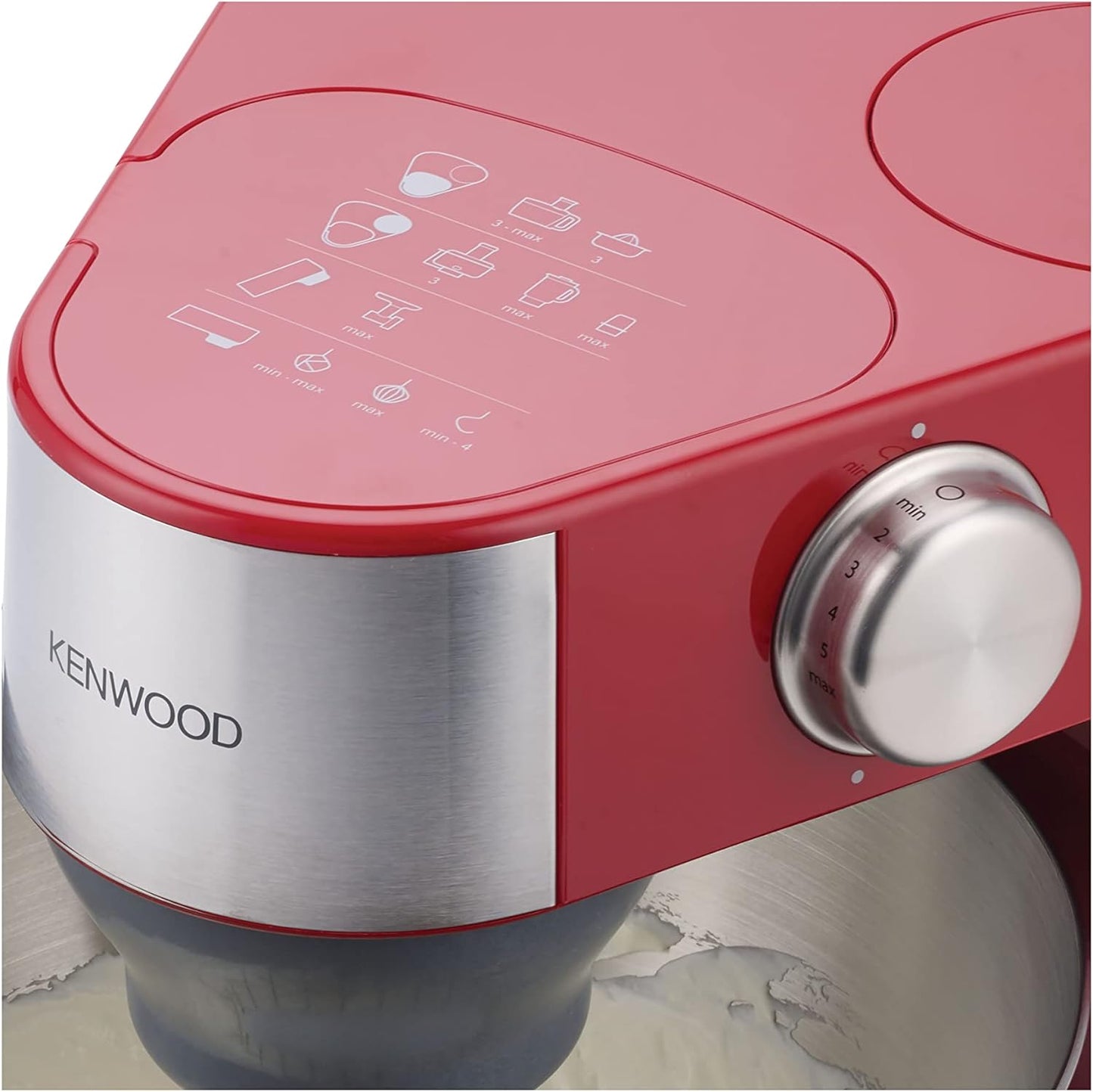 KENWOOD Stand Mixer Kitchen Machine PROSPERO 900W with 4.3L Stainless Steel Bowl, K-Beater, Whisk, Dough Hook, Glass Blender, Meat Grinder, Food Processor, Juicer, Citrus Juicer KM241002 Red
