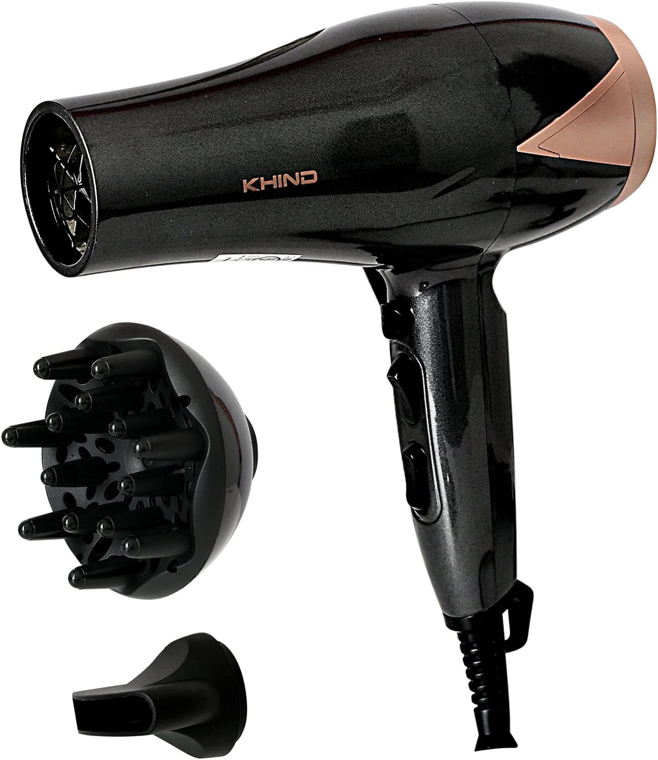 KHIND Foldable Travel Hair Dryer,1000W With Concentrator, Stylish & Compact with Cool Shot Button, Honeycomb Inlet, High Speed With Powerful Motor, 2 Year Warranty, Lightweight, White - HD1002