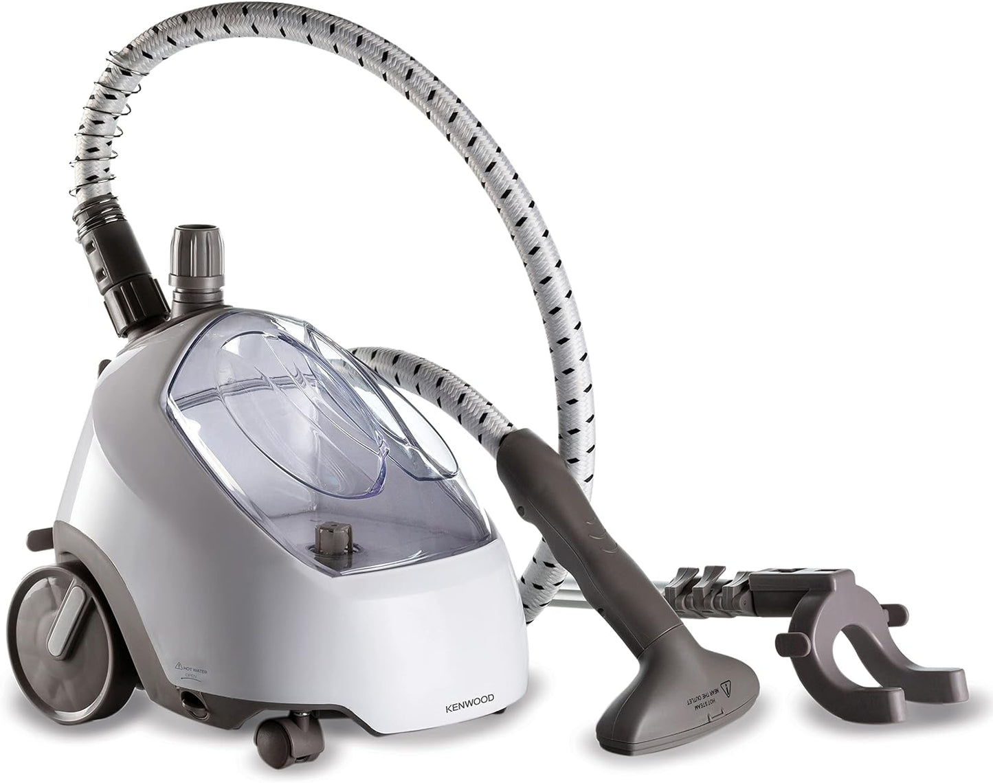 KENWOOD Garment Steamer 1500W with 2L Water Tank Capacity, Rotary Wheels, Folding Rack, Trouser Press, Glove GSP65.500BK Black