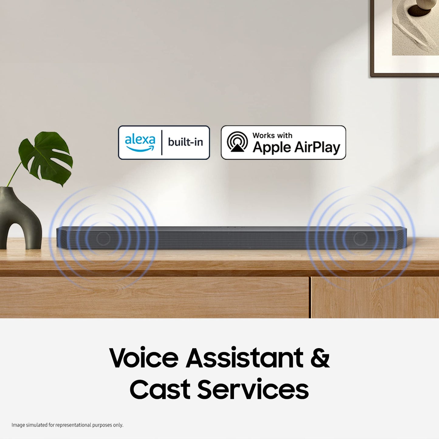 Samsung Q-Symphony soundbar (HW-Q700B) with 3 Channels, 1 subwoofer Channel, and 2 up-Firing Channels, Dolby True HD with Google & Alexa Smart Speaker (Black)