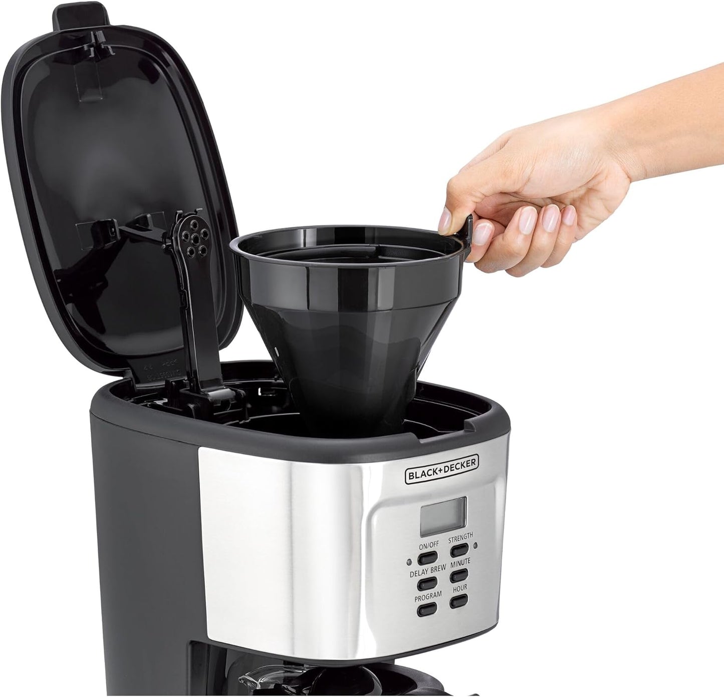 Black+Decker 750W 10 Cup Coffee Maker/Coffee Machine With Glass Carafe For Drip Coffee, Silver/Black - Dcm750S-B5, 2 Years Warranty