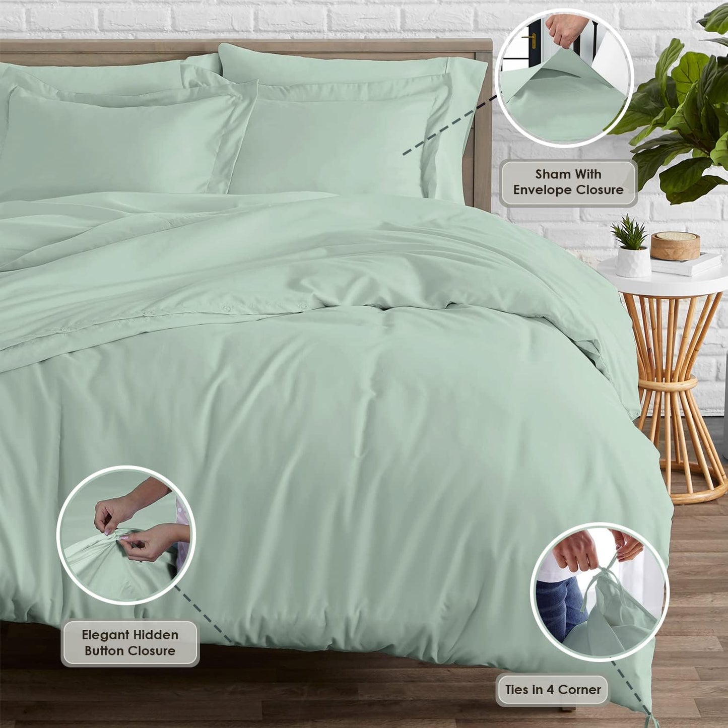 Pizuna Pure 100% Cotton Queen Duvet Cover Set, 600 Thread Count Long Staple Cotton Crisp Sateen Weave with Button Closure (Combed Simply Taupe Cotton Duvet Cover Queen)