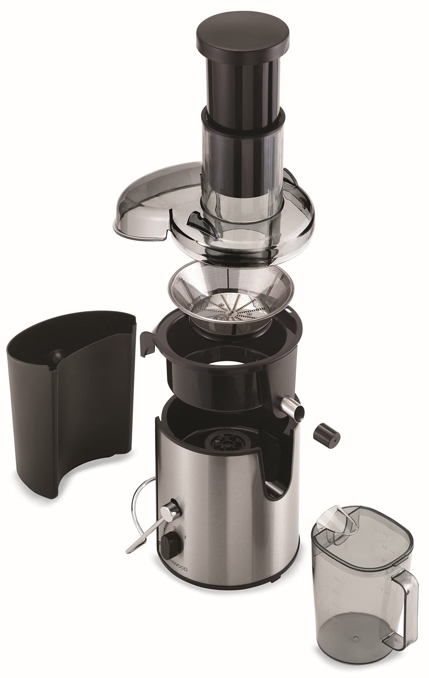 KENWOOD Juicer 800W Juice Extractor with 75mm Wide Feed Tube, 2 Speed, Transparent Juice Jug, Pulp Container, Anti Drip for Home, Office, Restaurant & Cafeteria JEP02.A0WH White
