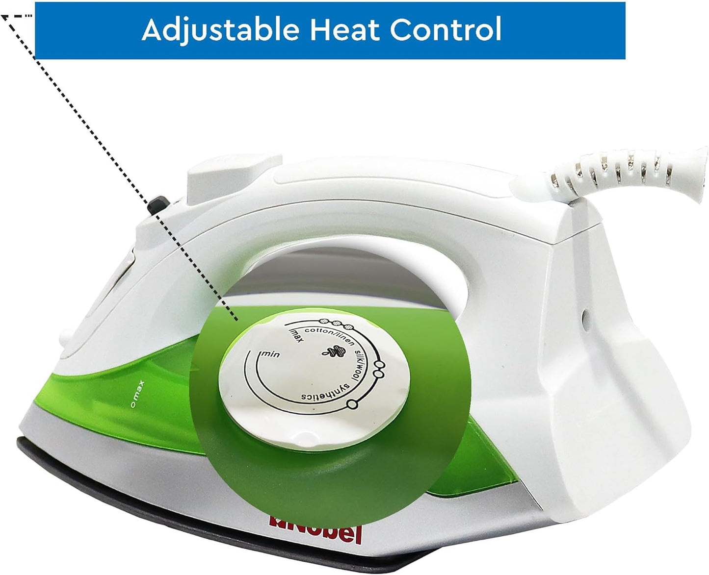 Nobel Variable & Vertical Steam Iron with Cord Length 2mtr, Cloth Seeve Cord, Non Stick Soleplate and Ergonomic Handle Design NSI246 Green With 1 Year Warranty