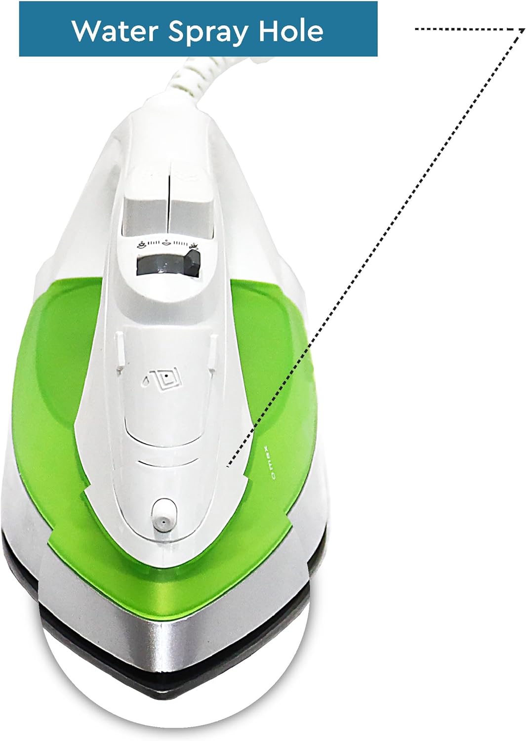 Nobel Variable & Vertical Steam Iron with Cord Length 2mtr, Cloth Seeve Cord, Non Stick Soleplate and Ergonomic Handle Design NSI246 Green With 1 Year Warranty