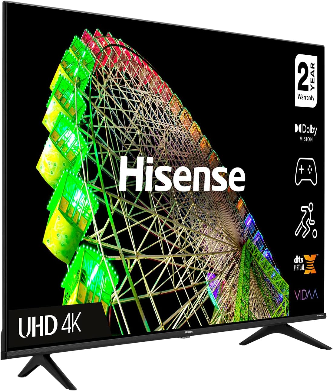 Hisense 58 Inch TV 4K UHD Smart TV with Dolby Vision HDR DTS Virtual X Youtube Netflix Prime Shahid Freeview Bluetooth and WiFi - 58A61GD1 (2021)