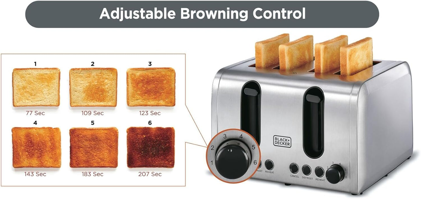 BLACK+DECKER 2 Slice Stainless Steel Toaster, Silver - ET244-B5.