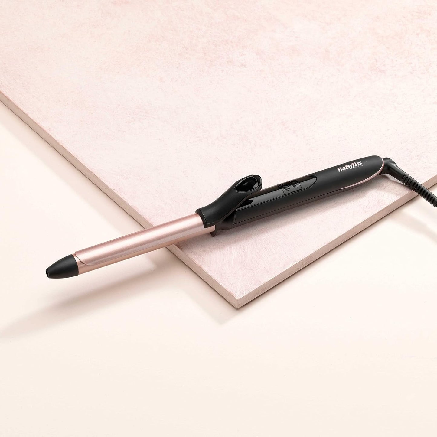 BaByliss Hair Curling Iron, Extensive Wide Reach 32mm Curling Tong Barrel, Ultra-Fast Heat With Led & 6 Temperature Setting 160°C-210°C, 2.5m Ceramics Swivel Cord, C452SDE (Rose Quartz)
