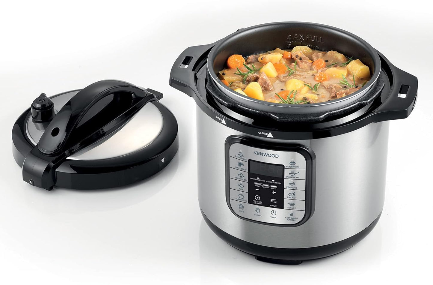 Kenwood 16 In 1 Electric Pressure Cooker 8L 1000W Multifunctional Programmable Multicooker With Safety Feature, Smart Cook Programs, Pcm80 Silver/Black, Pcm80.000Ss