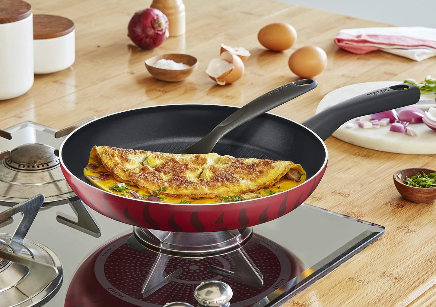 Tefal G6 Tempo Flame 32 Cm Non Stick Frypan With Thermo Spot, Red, Aluminium, C3040883