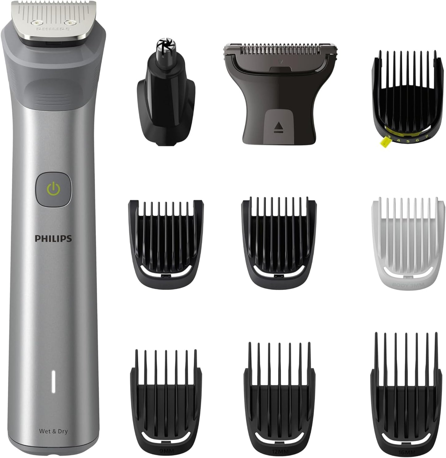Philips Multigroom Series 3000 for Face, 6-in-1 Grooming Kit for beard, moustache, nose & ear hair, cordless, 60 min runtime, 16h full charging time, MG3710/33,Black