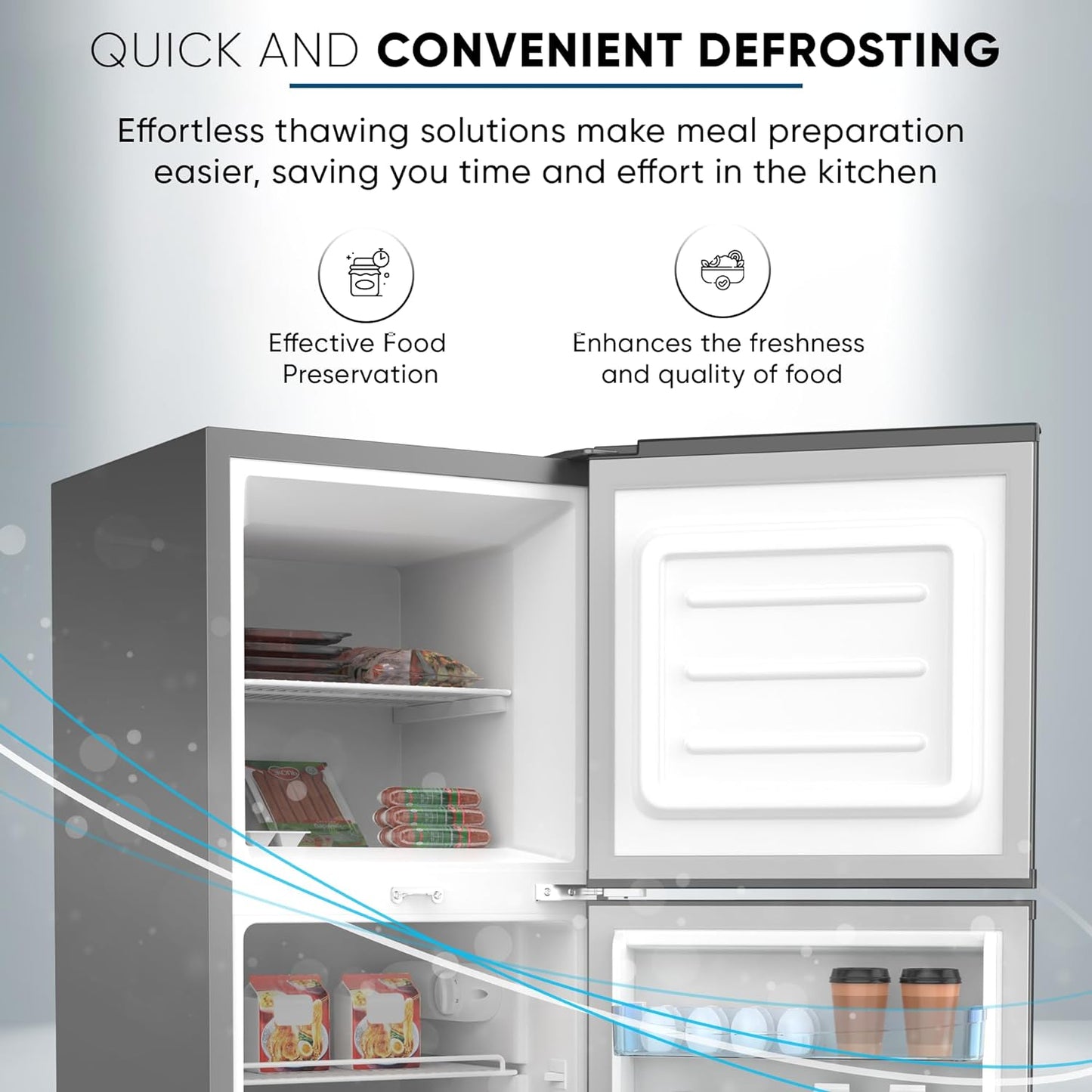 Nikai 170L Gross/112L Net, Double Door Refrigerator with Vegetable Crisper & Adjustable Glass Shelves, Defrosting & Temperature Control, Ideal for Kitchen, Bedroom, Office & Hotels - NRF170DN3M Silver