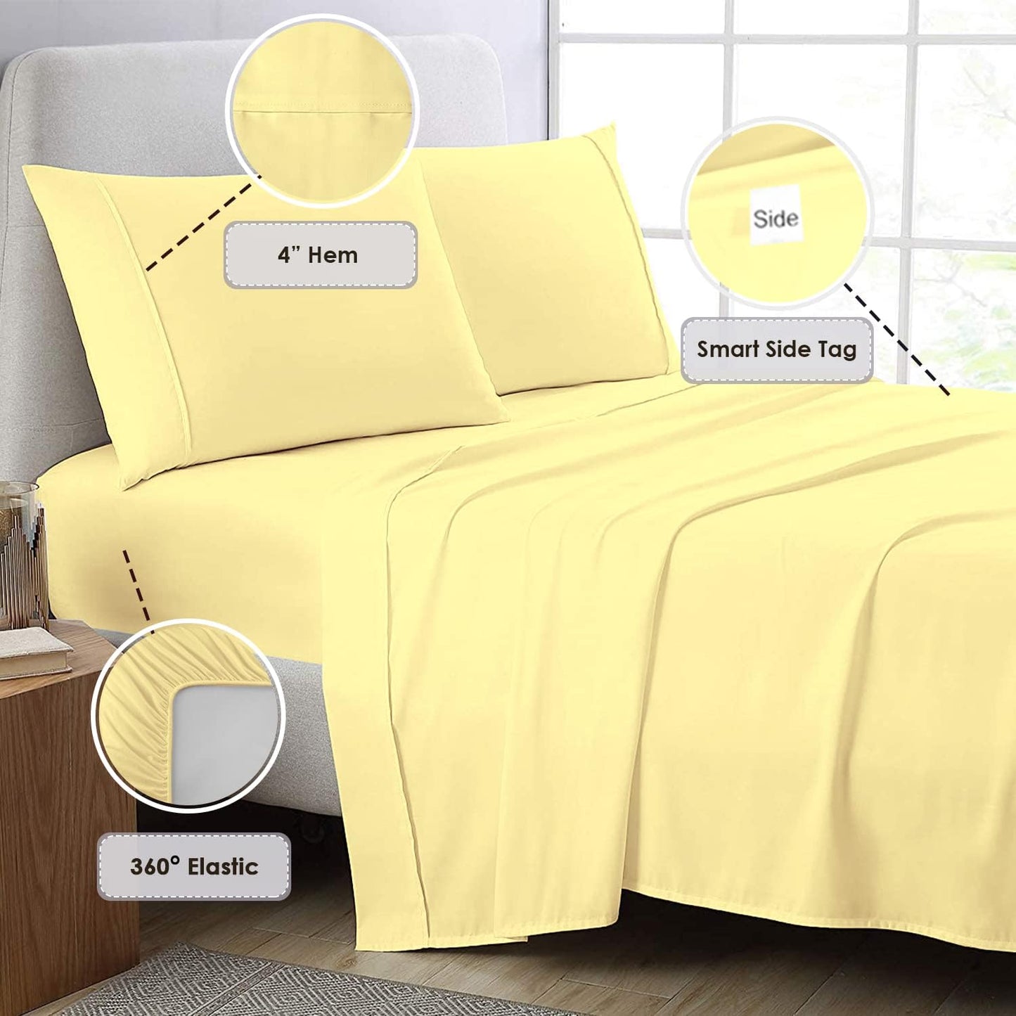 Pizuna Pure 100% Cotton Sheets Full Size, 800 Thread Count Long Staple Cotton Crisp Sateen Sheets Full with 15in Deep Pocket (Combed Simply Taupe)