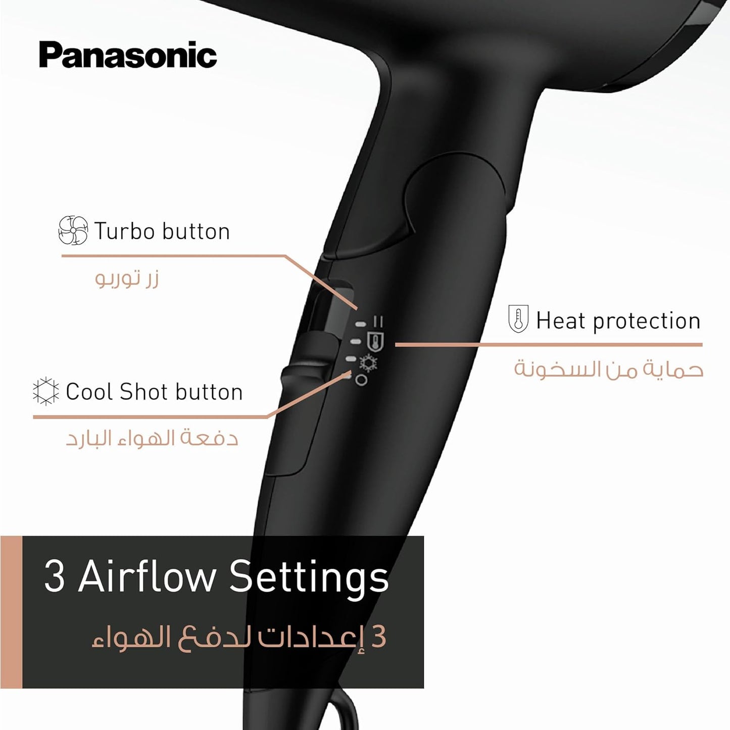 Panasonic EH ND21 Hair Dryer 1200W Quick Compact Gentle Drying, White, EHND21