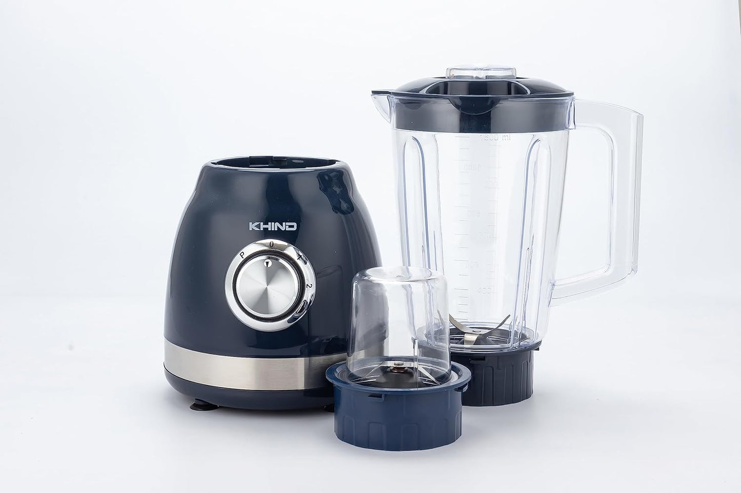 KHIND 330W Blender, 1.5L Jar, 2 Speed, Jar Safety Locking Mechanism, Compact and Sleek Design with Safety Switch, Powerful and Durable Motor, Rust-Free Stainless Steel Blades, Black and White - BL1542