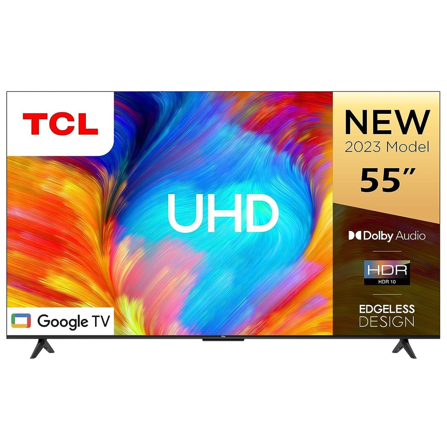 TCL 55 Inches Smart TV, 4K Ultra HD, Google TV, Dolby Audio HDR10 & Chromecast Built-in Edgeless Design - 55P637