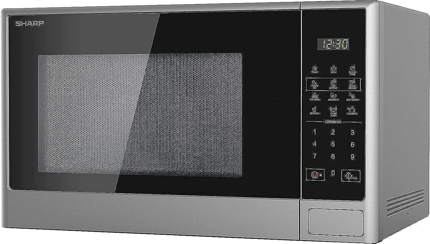 Sharp 28 Liter 1100W Digital Push Button Solo Microwave, R-28CT-S Silver with 10 Power levels