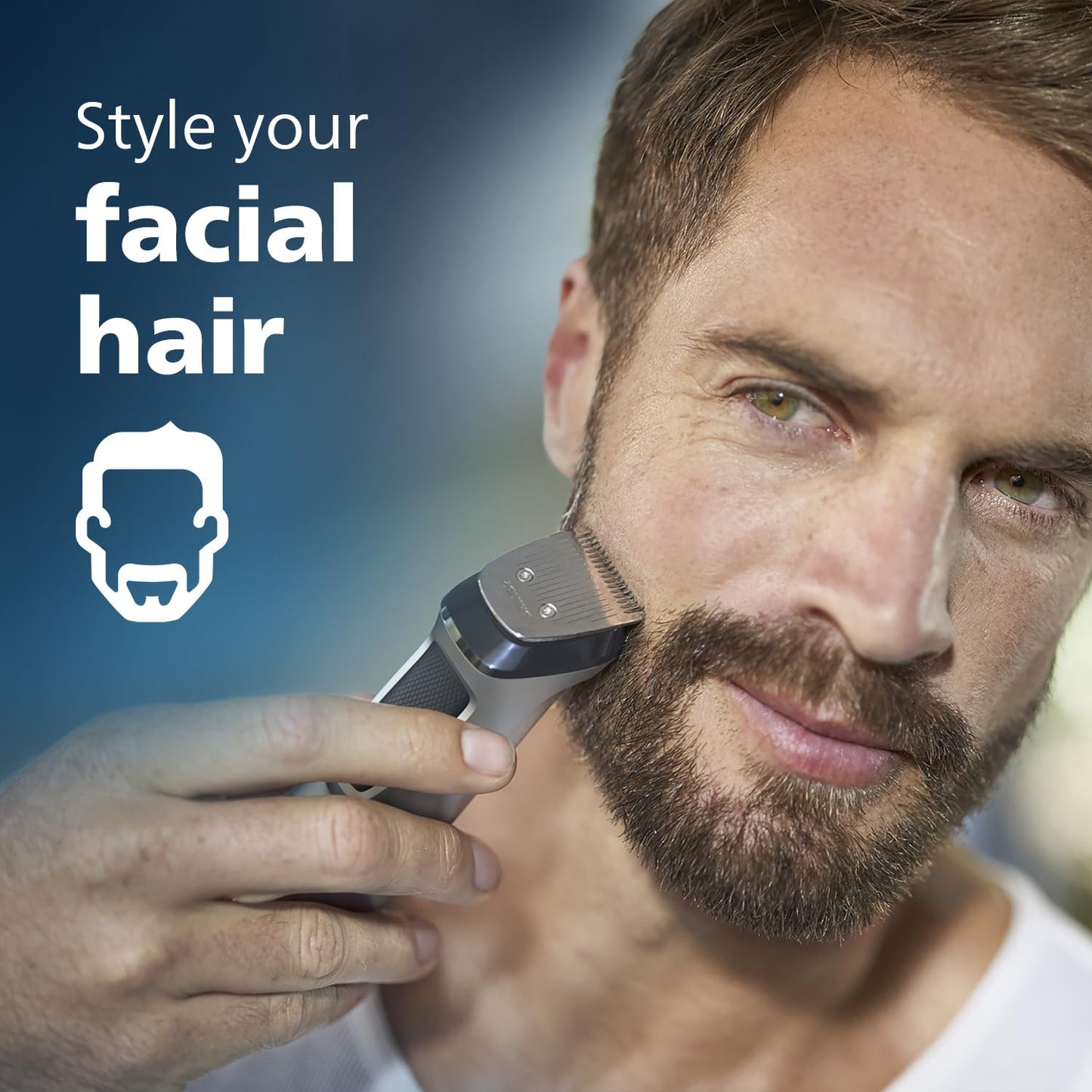 Philips Multigroom Series 3000 for Face, 6-in-1 Grooming Kit for beard, moustache, nose & ear hair, cordless, 60 min runtime, 16h full charging time, MG3710/33,Black
