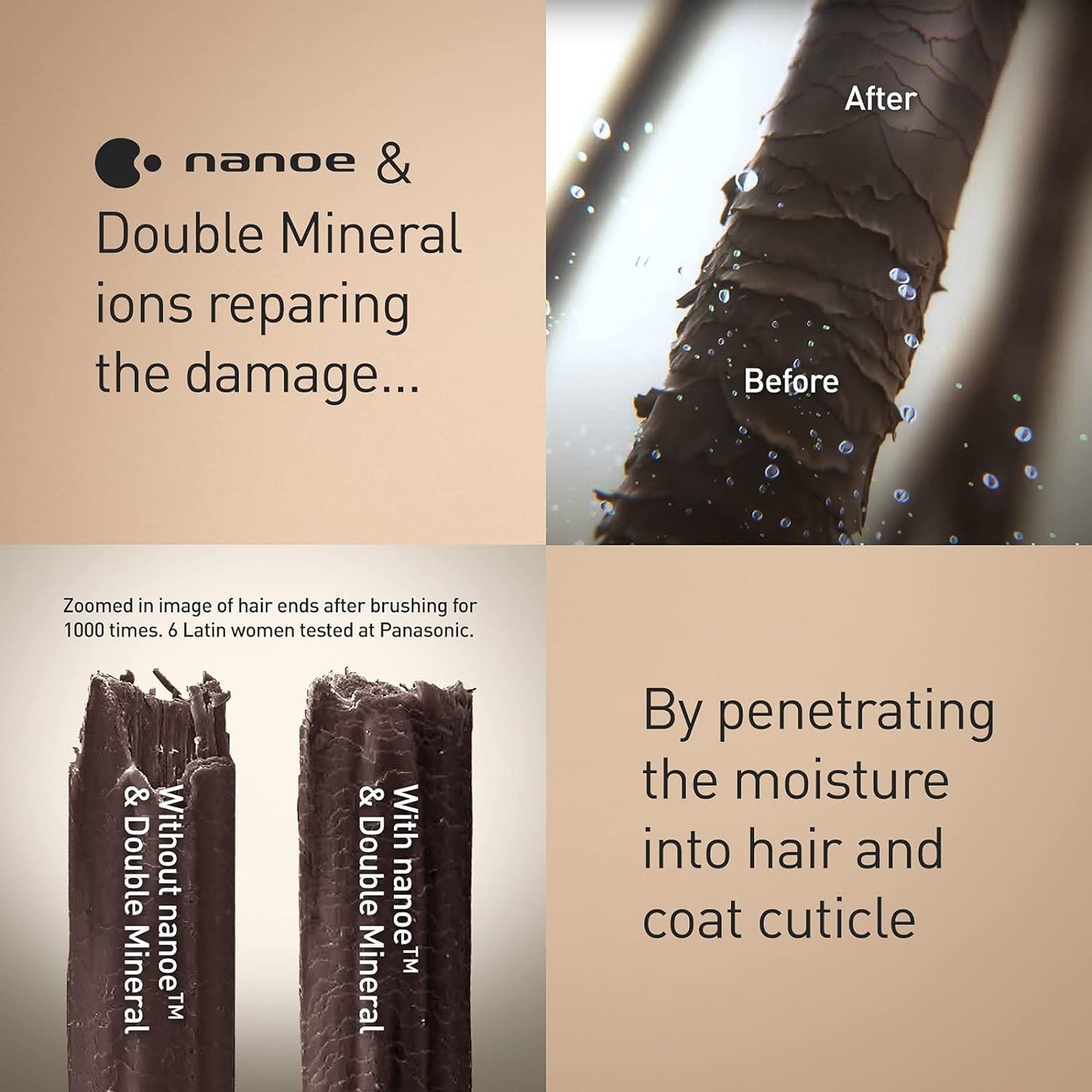Panasonic EH-HS99 Nanoe Ceramic Hair Straightener for Improved Shine with Temperature Control (Black/Rose Gold)