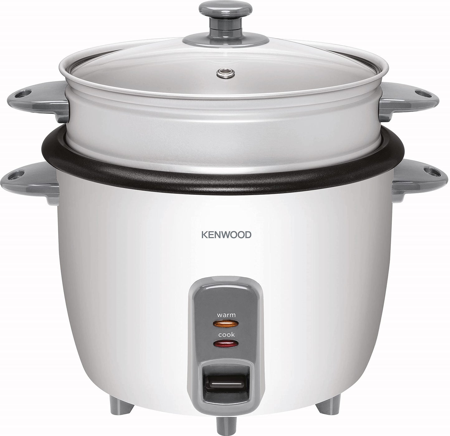 KENWOOD 2-in-1 Rice Cooker 1.8L 10-Cups Rice with Food Steamer Basket, Non-Stick Cooking Pot, Temepered Glass Lid, Warm/Cook Lights, Spatula Holder, Detachable Cord RCM44.000RD Red