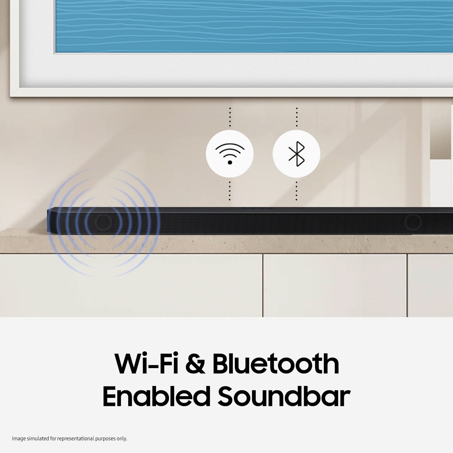 Samsung Q-Symphony soundbar (HW-Q700B) with 3 Channels, 1 subwoofer Channel, and 2 up-Firing Channels, Dolby True HD with Google & Alexa Smart Speaker (Black)