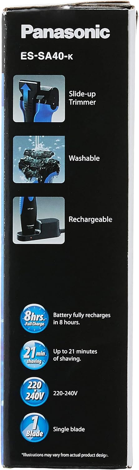Panasonic ES-SA40K Pro Curve Wet & Dry Shaver, Black/Blue (Pack of 1)