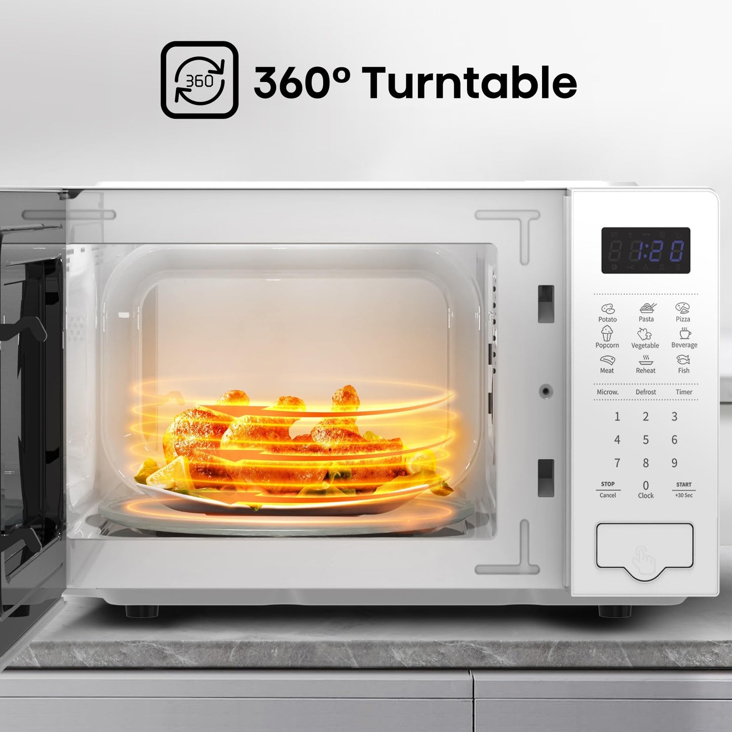 Hisense 20L Microwave Oven, Preset Cooking Menus, 11-levels of Power, 360° Turntable, Time & Weight Defrost, LED Display, Optional Ceramic Cavity, H20MOWS4UK, H20MOWS4 MWO