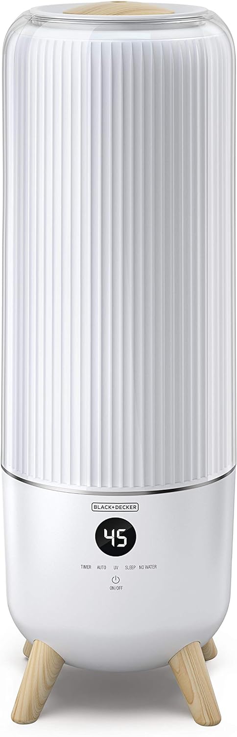 BLACK+DECKER Air Humidifier 25W 5L Coverage 430sqft, Ultrasonic System With Mist Level Control Auto Shutoff and Water Indicator That Removes Impurities From The HM5000-B5