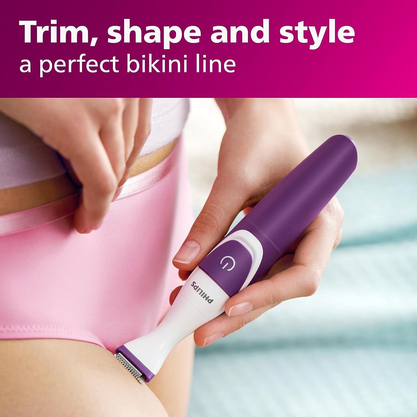 Philips Bikini Genie Cordless Trimmer for Bikini Line Hair Removal, with Shaving Head and Comb, BRT383/50