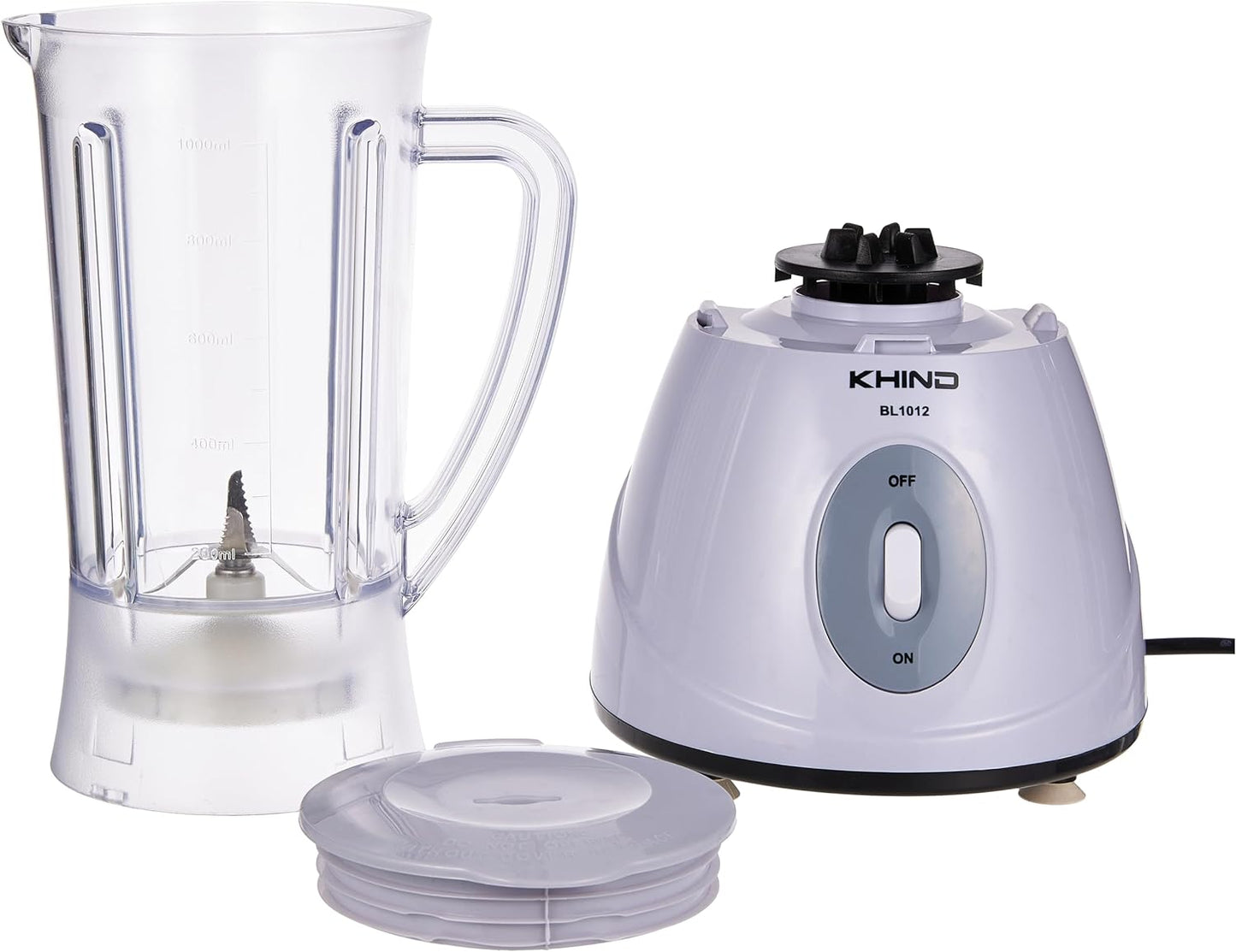 KHIND 330W Blender, 1.5L Jar, 2 Speed, Jar Safety Locking Mechanism, Compact and Sleek Design with Safety Switch, Powerful and Durable Motor, Rust-Free Stainless Steel Blades, Black and White - BL1542