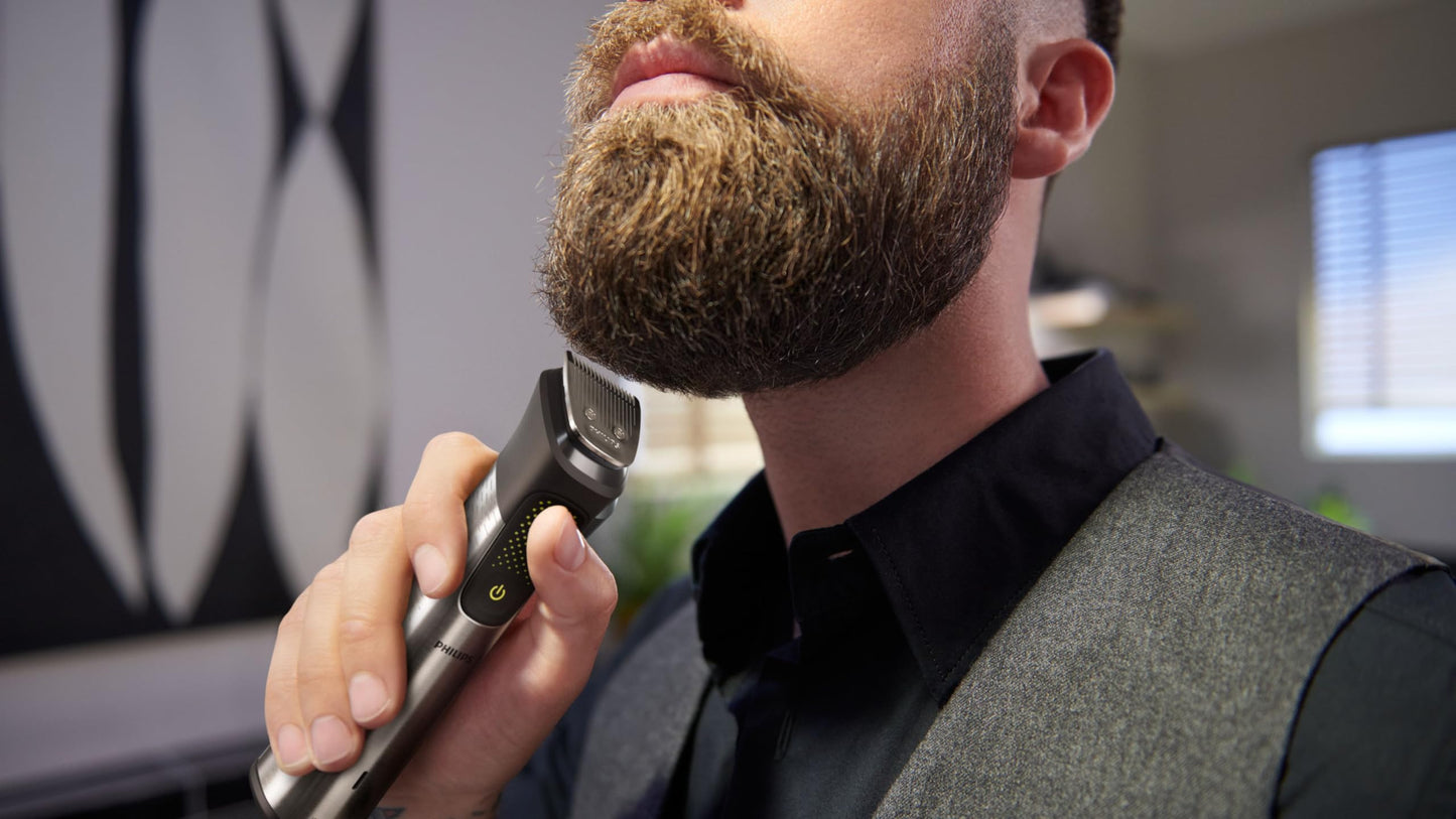 Philips Multigroom Series 3000 for Face, 6-in-1 Grooming Kit for beard, moustache, nose & ear hair, cordless, 60 min runtime, 16h full charging time, MG3710/33,Black
