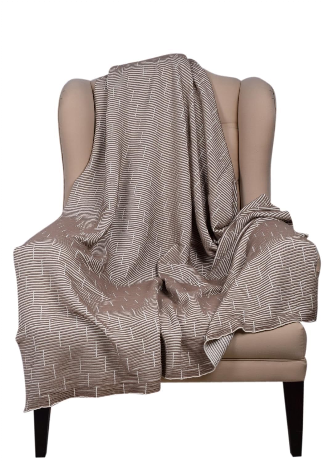 Lavish Touch 100% Cotton Knitted Throw, Blanket for All Season Indoor Outdoor