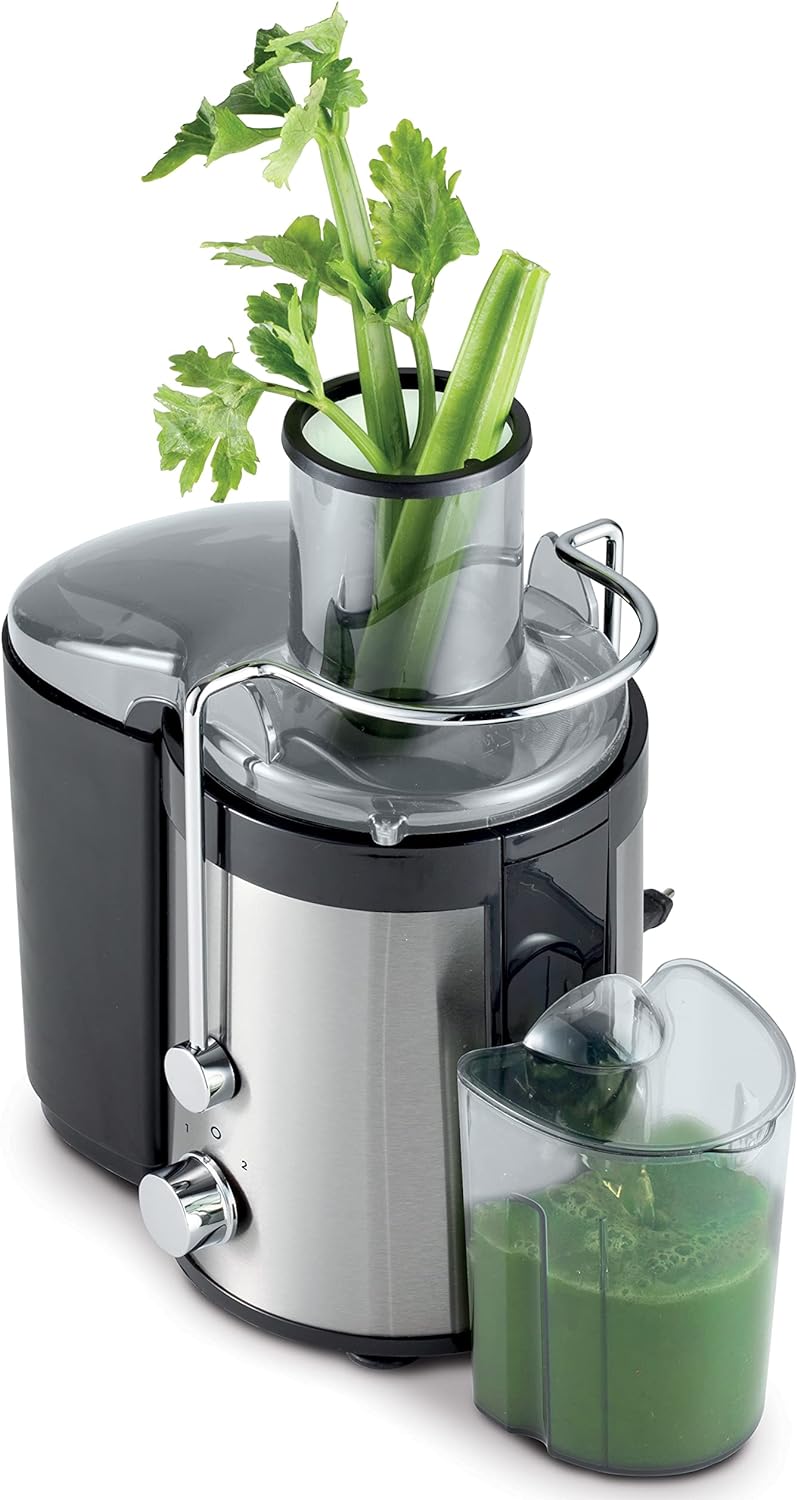 KENWOOD Juicer 800W Juice Extractor with 75mm Wide Feed Tube, 2 Speed, Transparent Juice Jug, Pulp Container, Anti Drip for Home, Office, Restaurant & Cafeteria JEP02.A0WH White