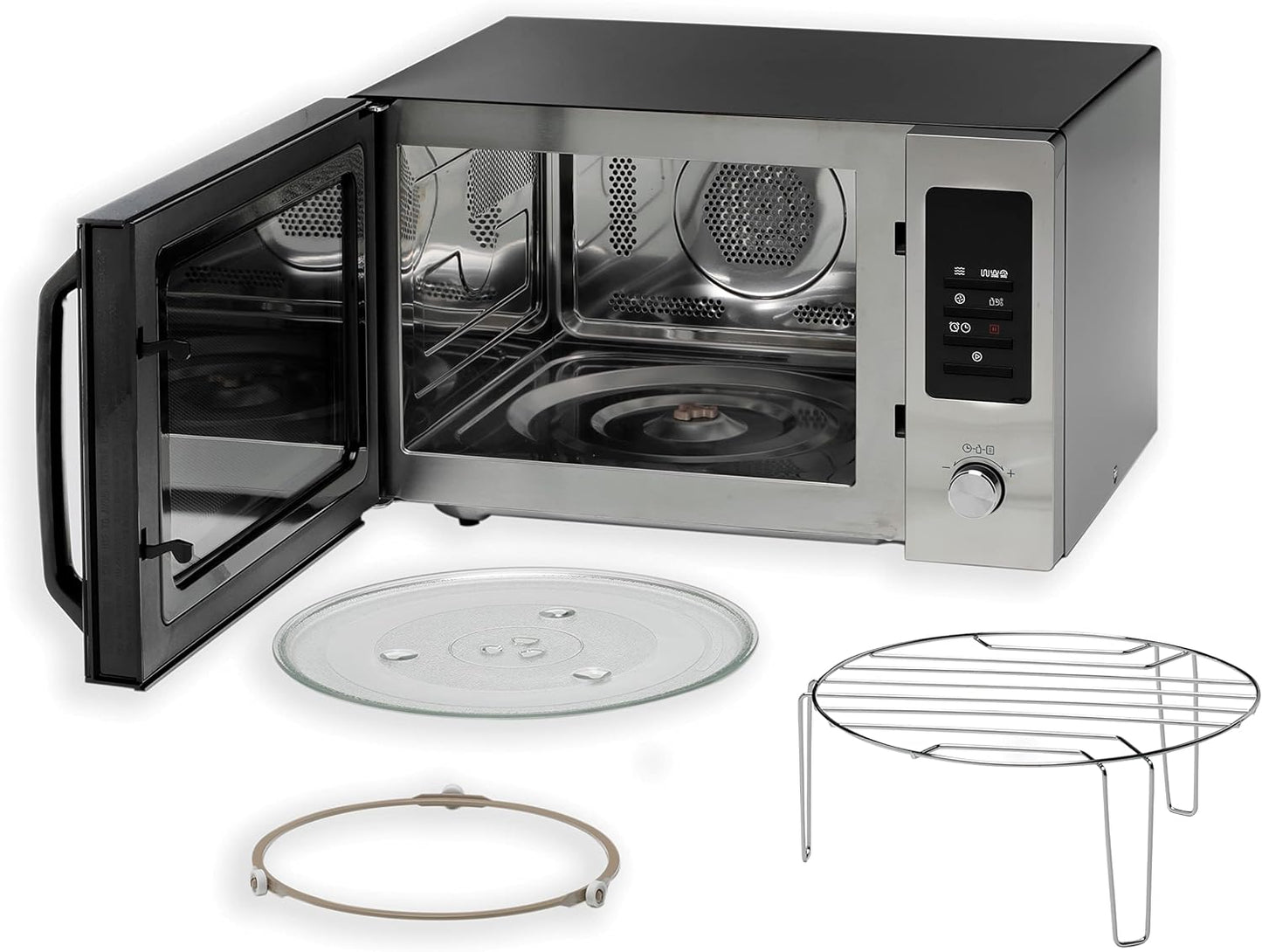 KENWOOD 30L Microwave Oven with Grill, Convection, Digital Display, 5 Power Levels, Defrost Function, Stainless Steel, Auto Menu, 95 Minutes Timer, Clock Function 900W MWM31.000BK Black/Silver
