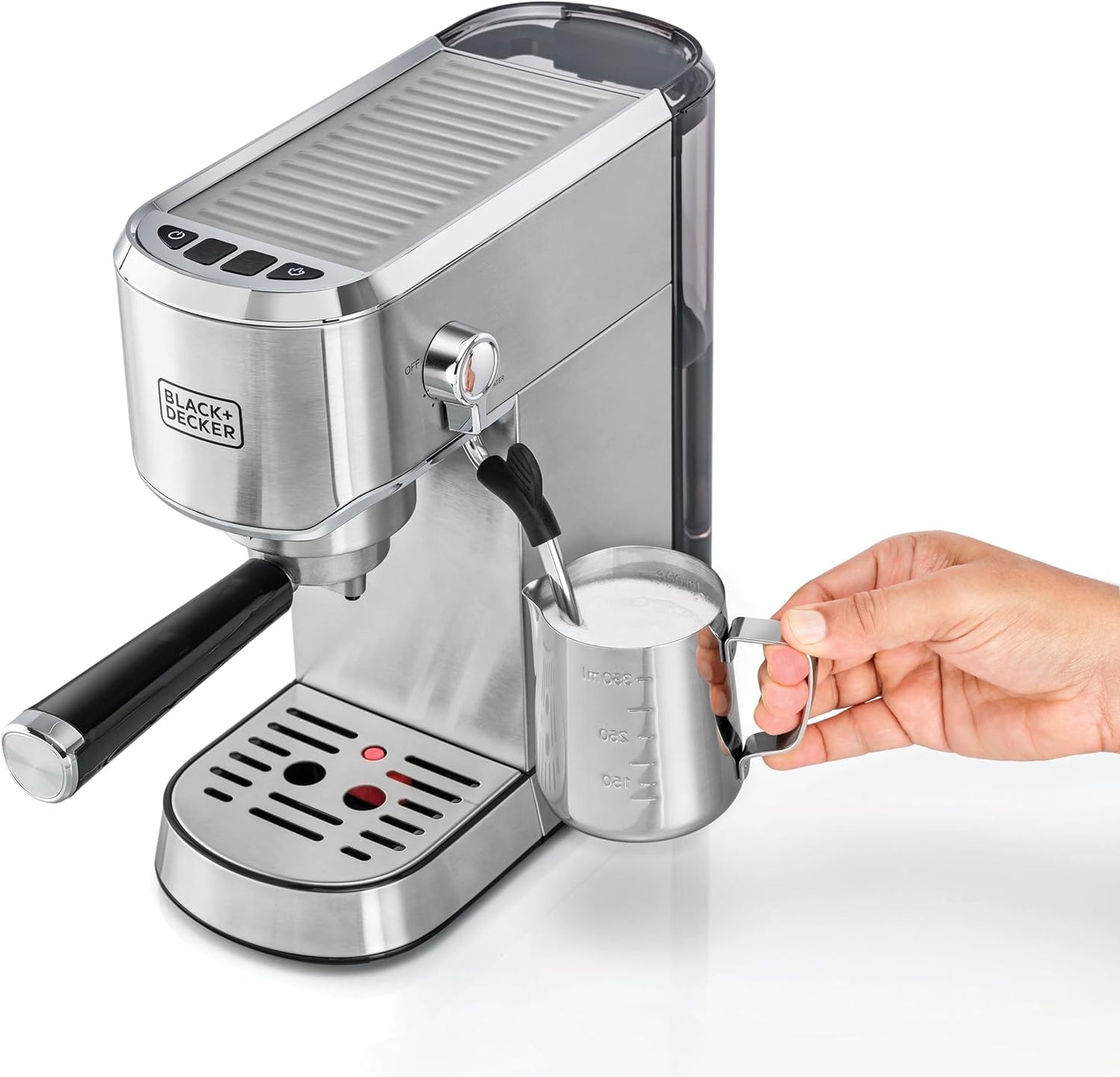 Black+Decker 750W 10 Cup Coffee Maker/Coffee Machine With Glass Carafe For Drip Coffee, Silver/Black - Dcm750S-B5, 2 Years Warranty
