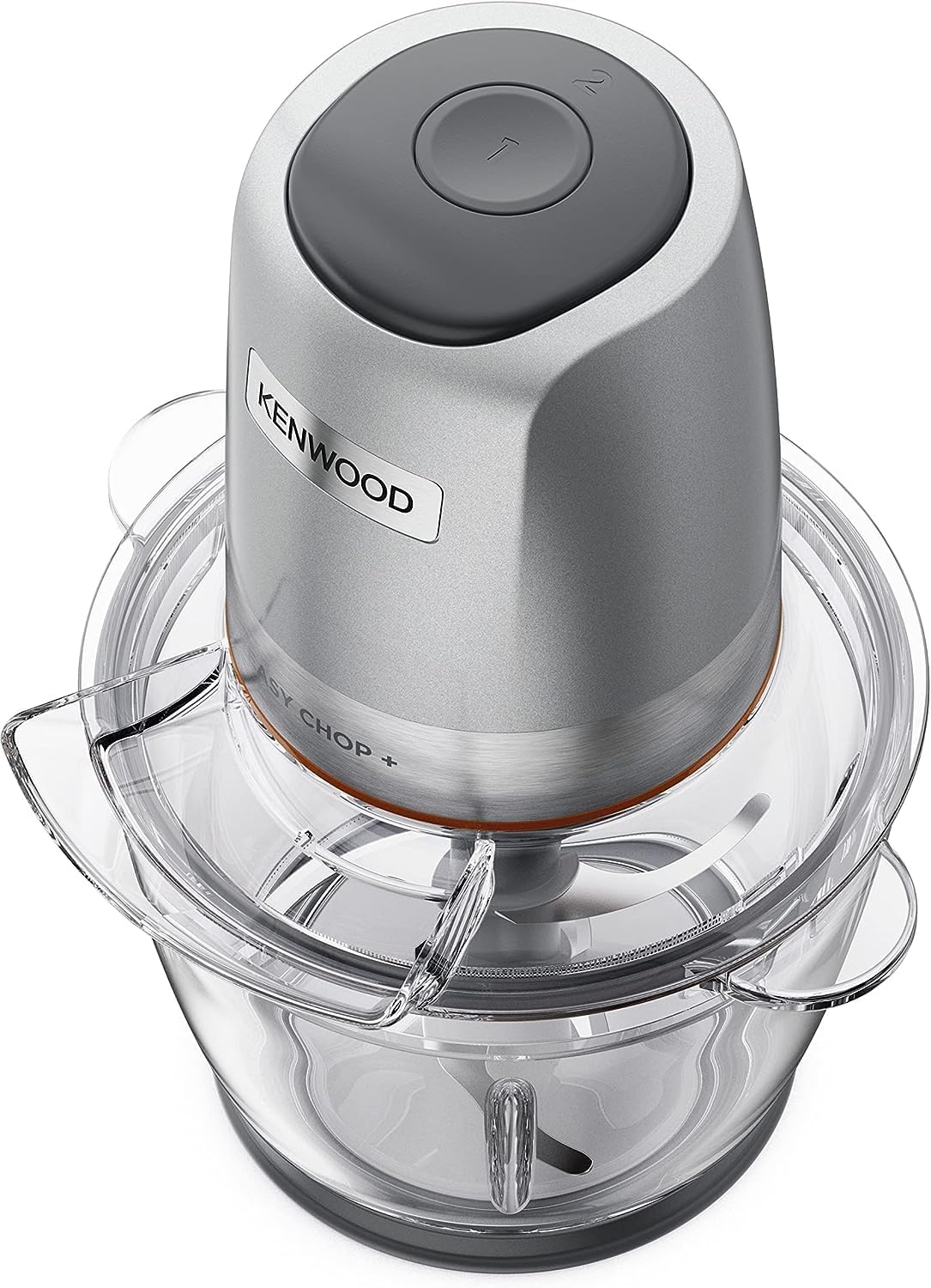 KENWOOD Stainless Steel Chopper 500W Electric Food Chopper with 1.2L SS Bowl (600ml working capacity), Dripper Pro, Quad Blade, Storage Lid, Dual Speed, Spatula, Ice Crush Function CHP62.700SI Silver