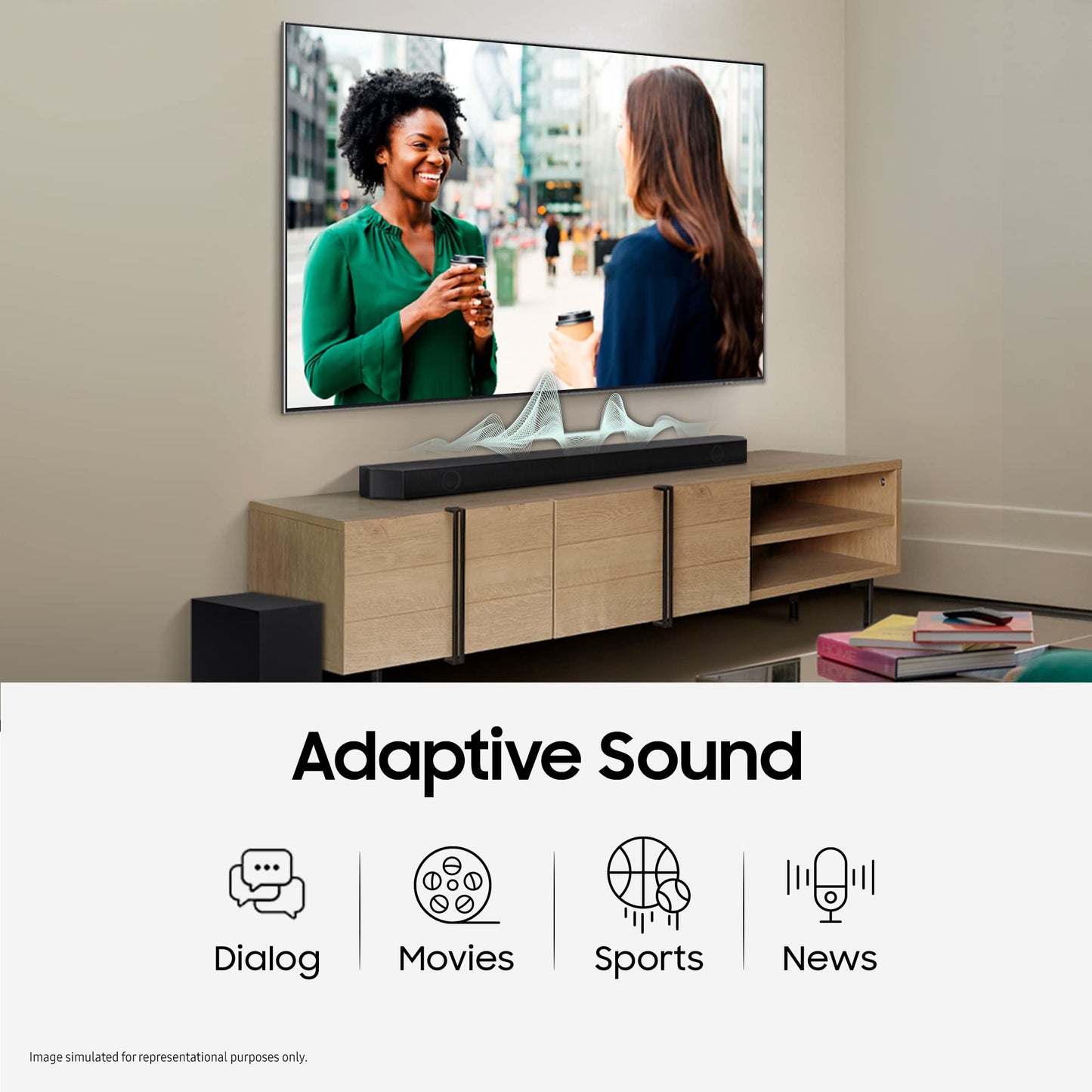 Samsung Q-Symphony soundbar (HW-Q700B) with 3 Channels, 1 subwoofer Channel, and 2 up-Firing Channels, Dolby True HD with Google & Alexa Smart Speaker (Black)