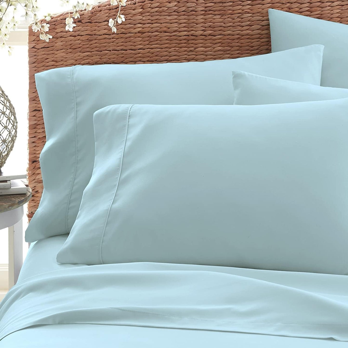 Pizuna Soft 100% Long Staple Cotton Breathable Cool Satin King Pillowcase Set of 2, Ivory, 18" x 18"
