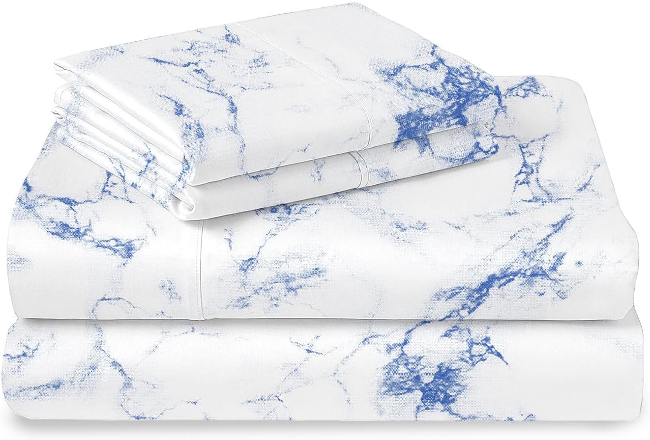 Pizuna Pure 100% Cotton Sheets California King Size, Luxurious 400 Thread Count Long Staple Cotton Sateen Sheets California King with 15inch Deep Pocket (Combed Cotton Sheets California King)