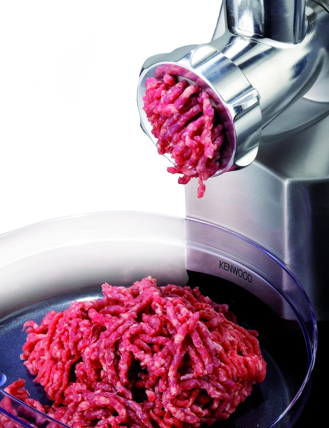 KENWOOD Meat Grinder 1600W Powerful Metal Body Mincer with Kibbeh Maker, Sausage Feed Tube Pusher, 3 Stainless Steel Screens for Fine, Medium & Coarse Results MG510 Silver