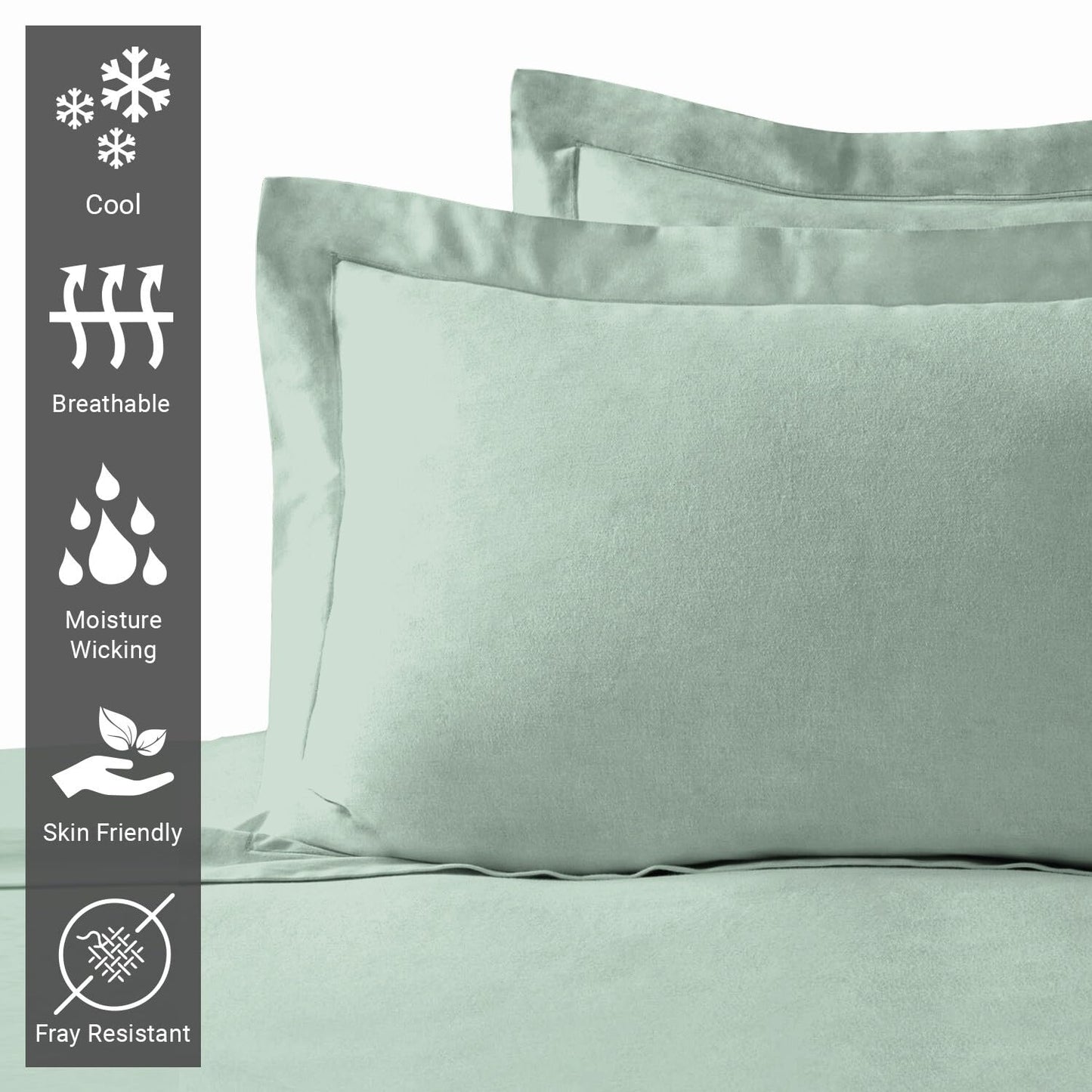 Pizuna Pure 100% Cotton Pillow Shams King Size Set of 2 Baby Blue, Luxurious 400 Thread Count Long Staple Cotton Sateen with Envelope Closure (Combed Baby Blue Cotton Pillow Shams King)