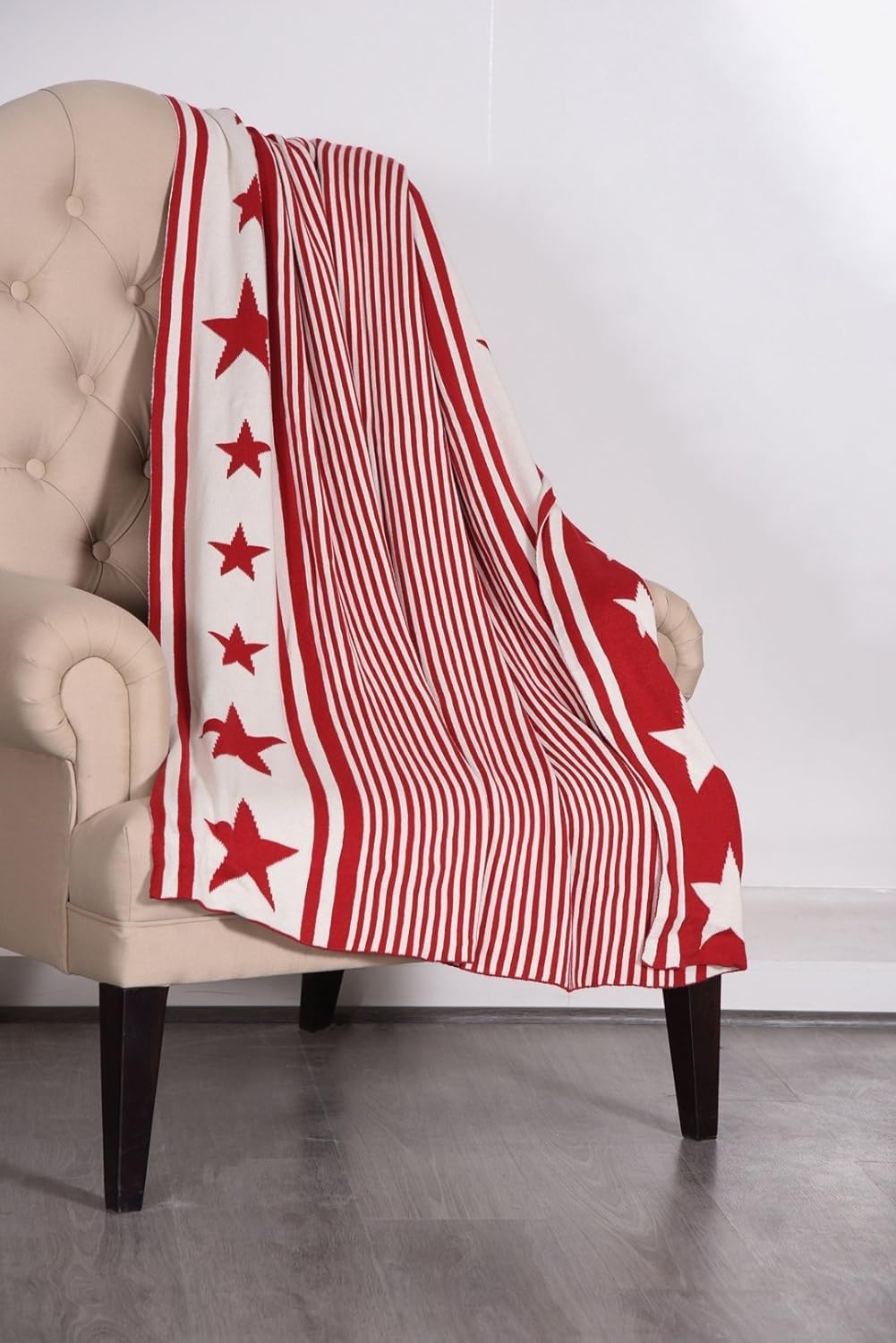 Lavish Touch 100% Cotton Knitted Throw, Blanket for All Season Indoor Outdoor