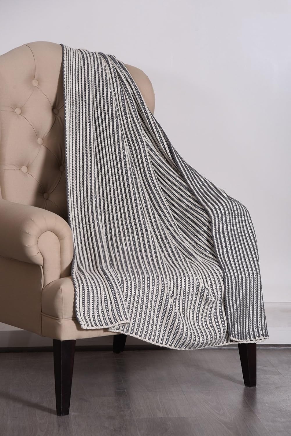 Lavish Touch 100% Cotton Knitted Throw, Blanket for All Season Indoor Outdoor