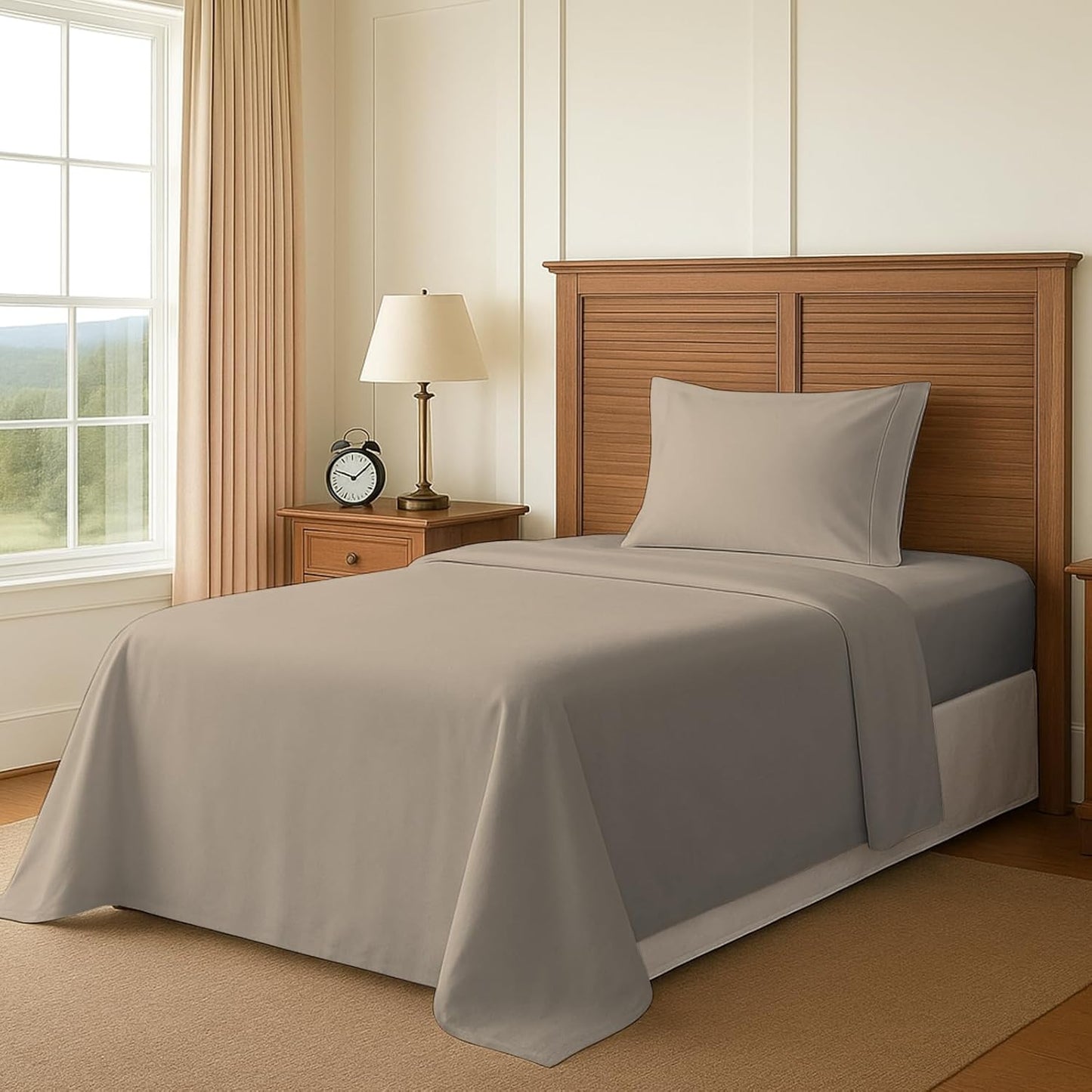 Pizuna Pure 100% Cotton Sheets Split King Size, 600 Thread Count Long Staple Cotton Crisp Sateen Sheets Split King with 15" Deep Pocket (Combed Black Cotton Sheets Split King)