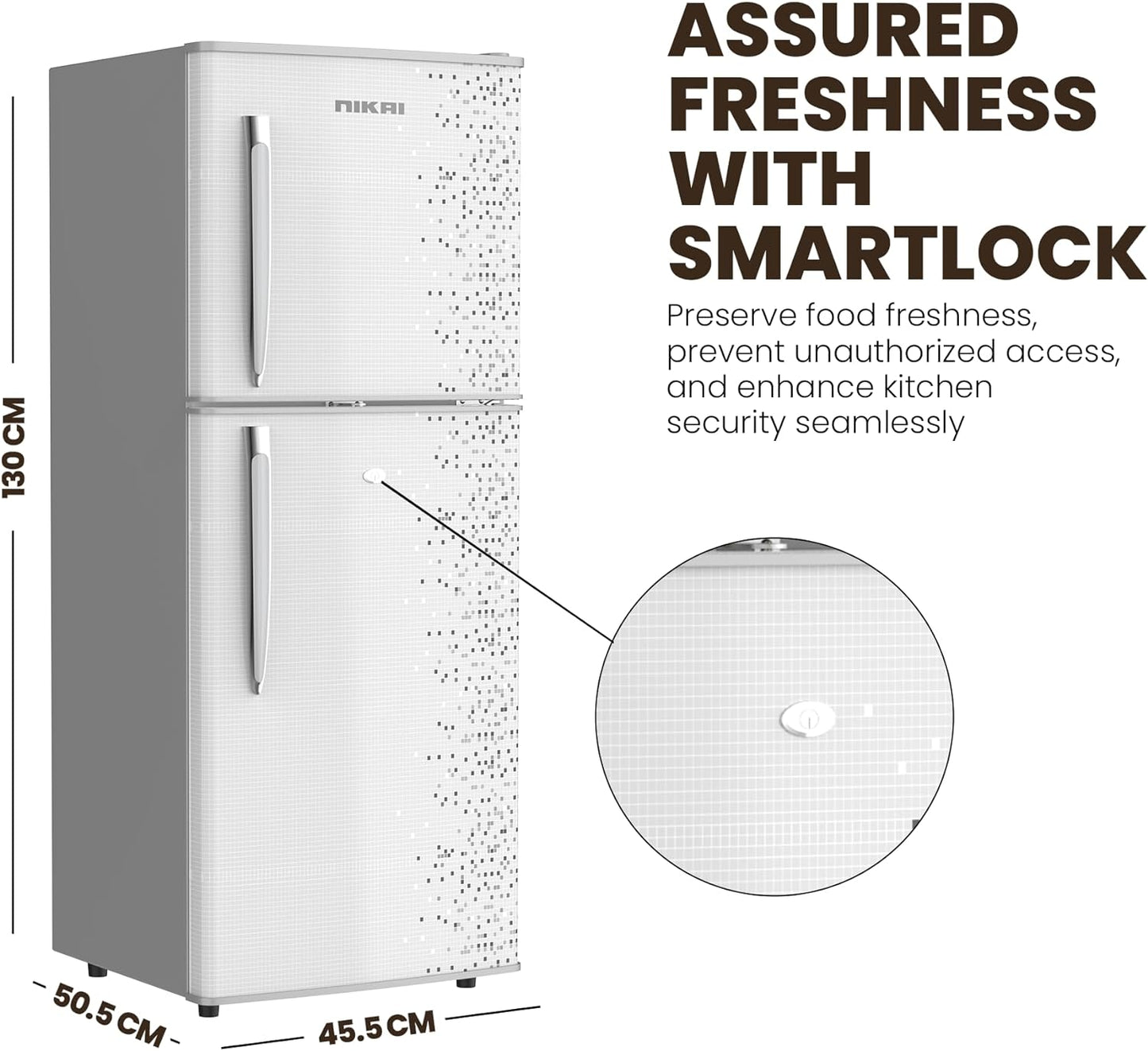 Nikai 170L Gross/112L Net, Double Door Refrigerator with Vegetable Crisper & Adjustable Glass Shelves, Defrosting & Temperature Control, Ideal for Kitchen, Bedroom, Office & Hotels - NRF170DN3M Silver