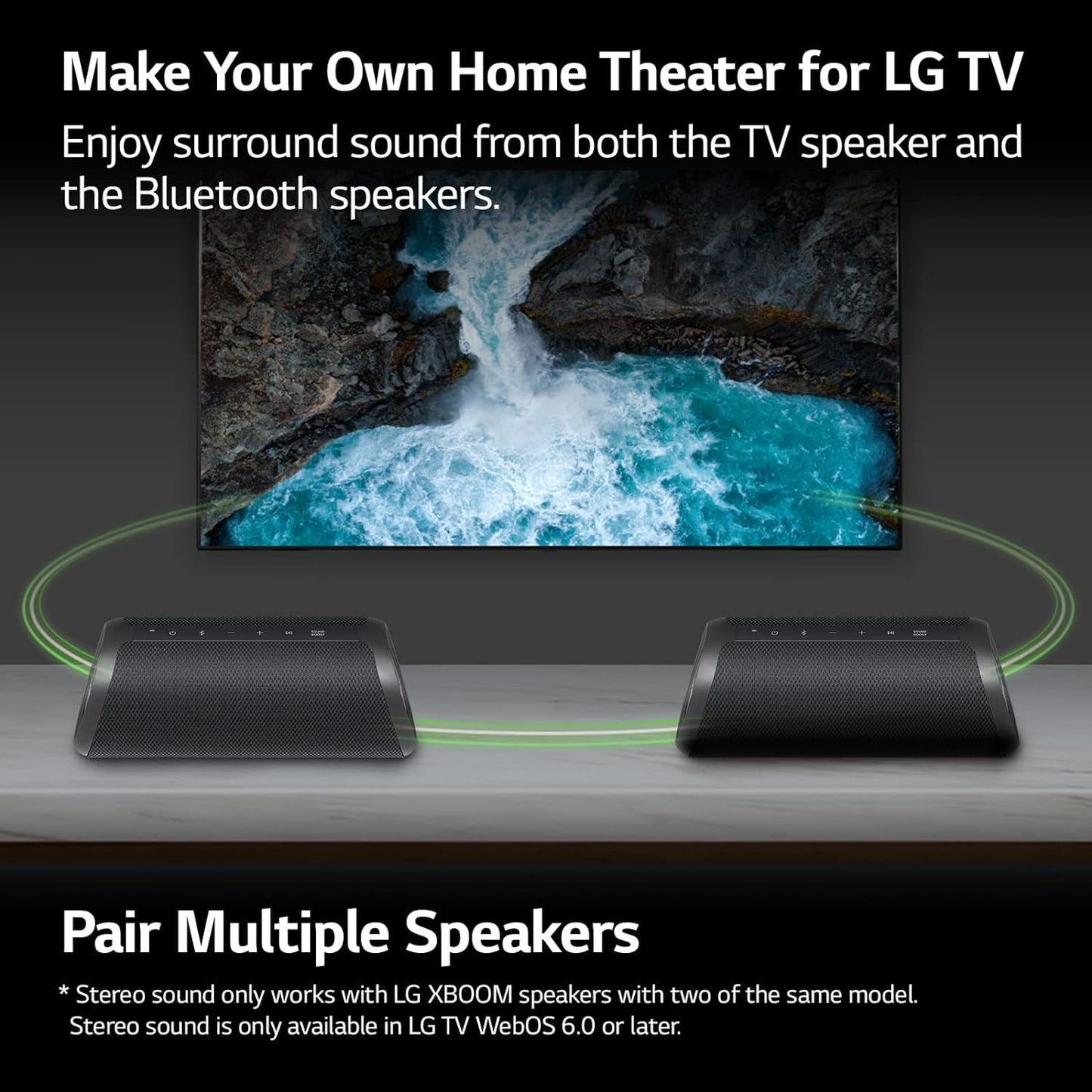 LG XG7QBK.DUSALLK Go Portable Bluetooth Speaker - LED Lighting and up to 24-Hour Battery, Black