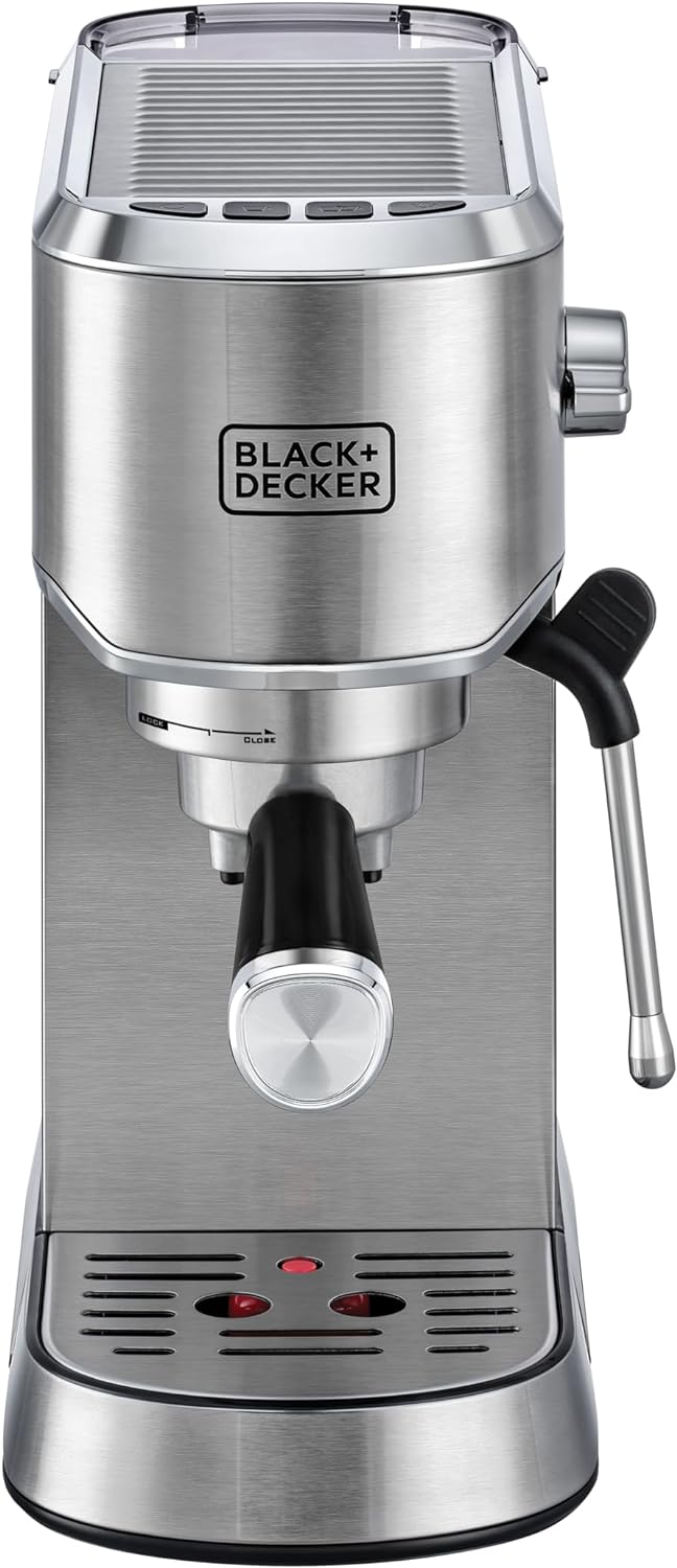Black+Decker 750W 10 Cup Coffee Maker/Coffee Machine With Glass Carafe For Drip Coffee, Silver/Black - Dcm750S-B5, 2 Years Warranty